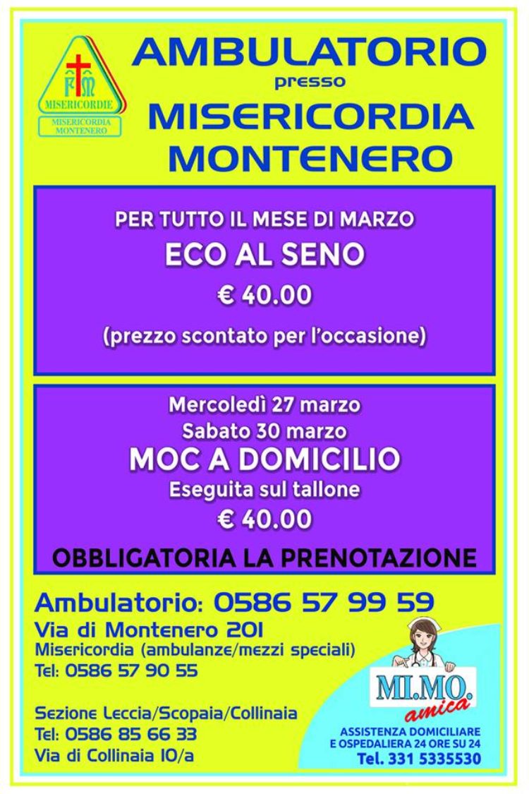Ambulatorio Polispecialistico presso la Misericordia di Montenero: le offerte del mese di Marzo
