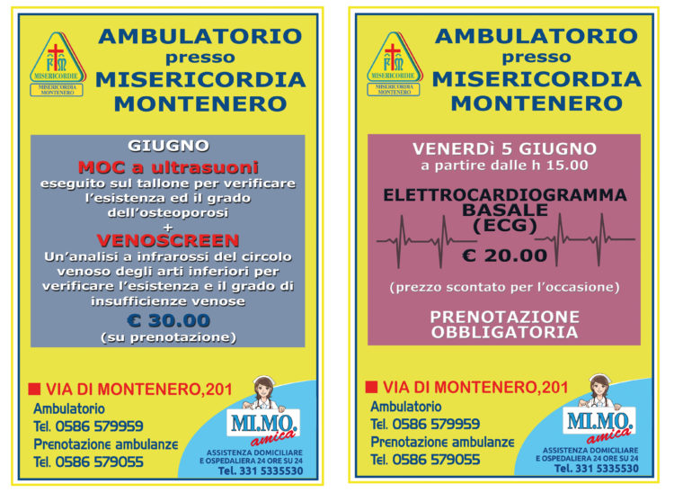 Ambulatorio presso Misericordia di Montenero: le offerte per il mese di GIUGNO