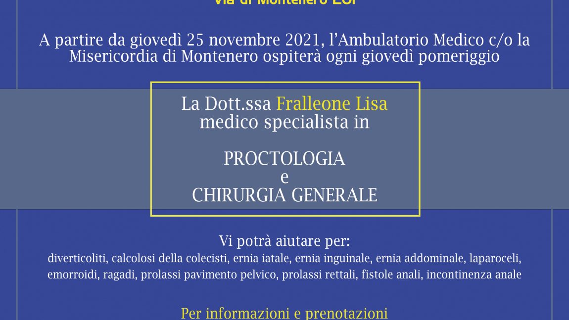 Ambulatorio presso Misericordia di Montenero – nuova specializzazione