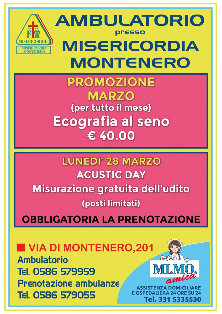 Ambulatorio presso Misericordia di Montenero: le nostre offerte per MARZO 2022