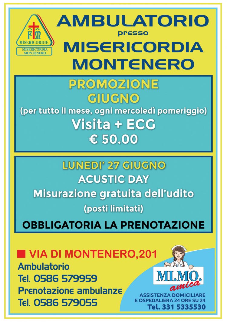 Ambulatorio presso Misericordia di Montenero: le nostre offerte per GIUGNO 2022